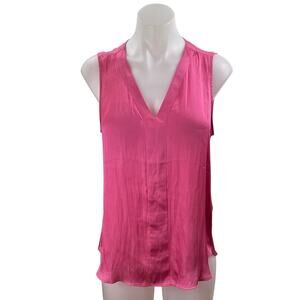 Banana Republic Women's Pink Silky Satin Sleeveless V-neck Tank Blouse Top Sz S